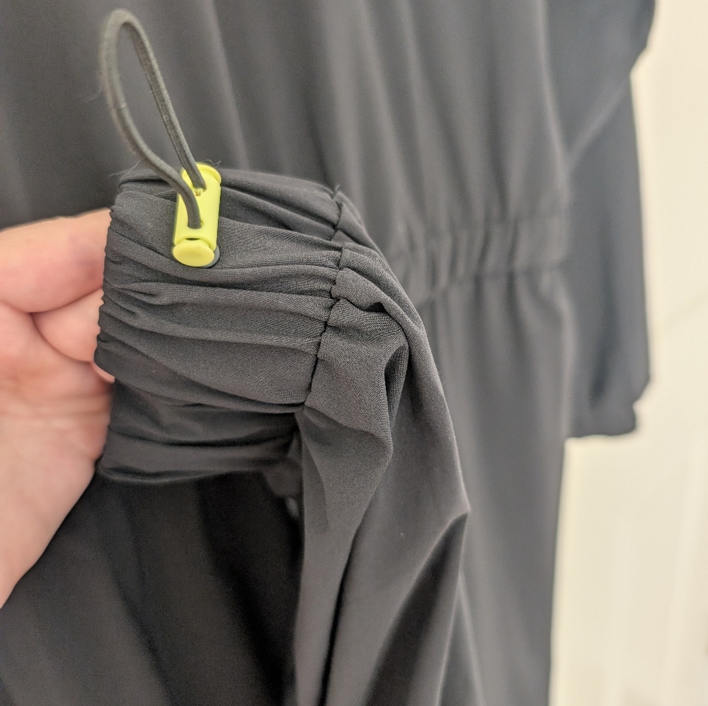 Athleta "Dipsea" Romper Front Zipper Striped Black Jumpsuit size 12 - Picture 13 of 15